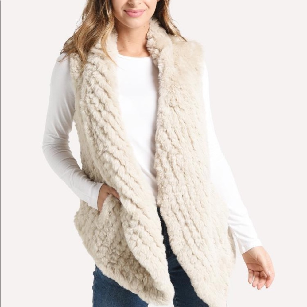 Dylan Pia Knit Fur Plush Vest in Natural